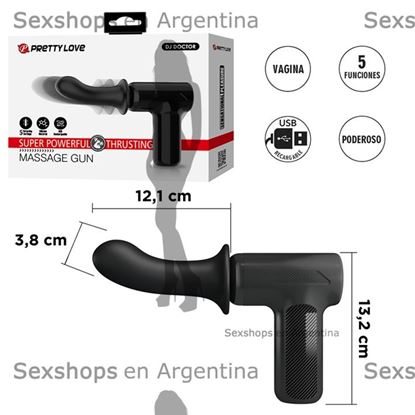 Masajeador Erótico de Alta Potencia 5 Modos de Impulso y Cabezal de Silicona Reemplazable